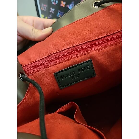 RARE! EMILIO PEPE Backpack Geometric Graphite CHARCOAL Slanted Triangle Bag - Picture 14 of 14